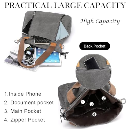 PALAY® Handbag for Women Grey Canvas Shoulder Tote Sling Large Crossbody with Detachable Strap Korean Bag for School Work 3 PCS PALAY® Handbag for Women Grey Canvas Shoulder Tote Sling Large Crossbody with Detachable Strap Korean Bag for School Work 3 PCS